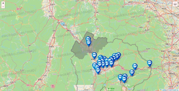 山梨県のウエルシア系の店舗地図