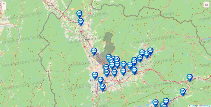 山梨県のウエルシア系の店舗地図