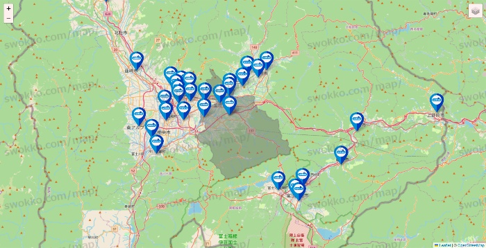 山梨県のウエルシア系の店舗地図