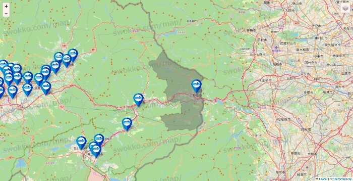 山梨県のウエルシア系の店舗地図