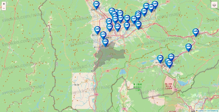 山梨県のウエルシア系の店舗地図