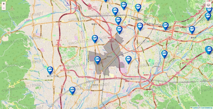 山梨県のウエルシア系の店舗地図
