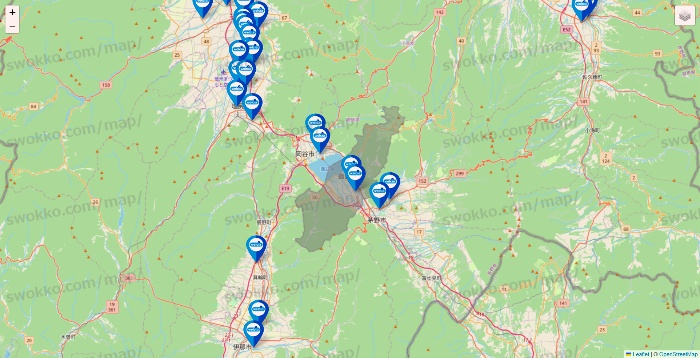 長野県のウエルシア系の店舗地図