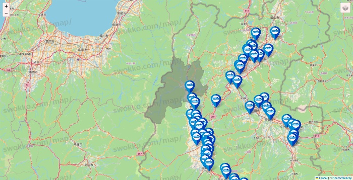 長野県のウエルシア系の店舗地図
