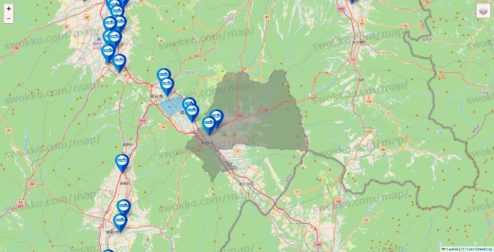 長野県のウエルシア系の店舗地図