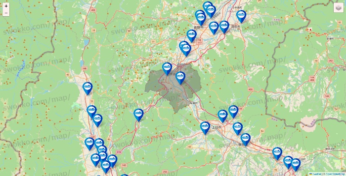 長野県のウエルシア系の店舗地図