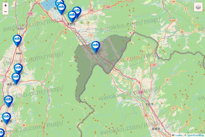 長野県のウエルシア系の店舗地図