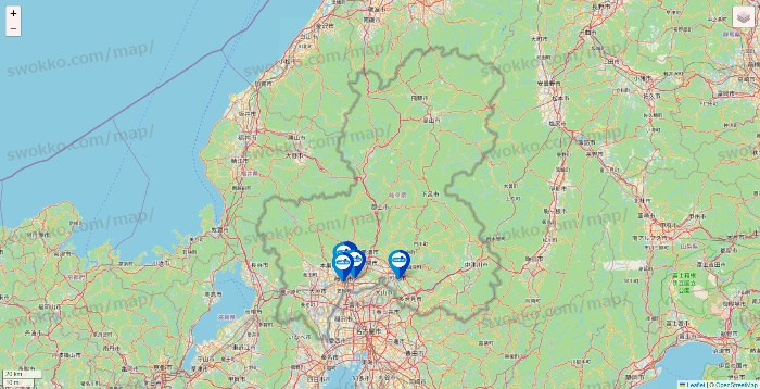 岐阜県のウエルシア系の店舗地図