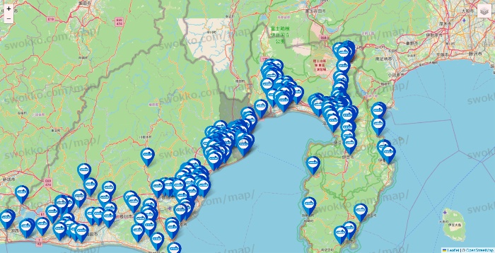 静岡県のウエルシア系の店舗地図