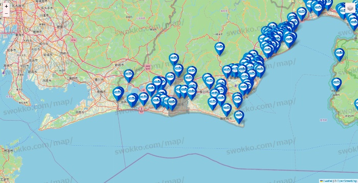 静岡県のウエルシア系の店舗地図