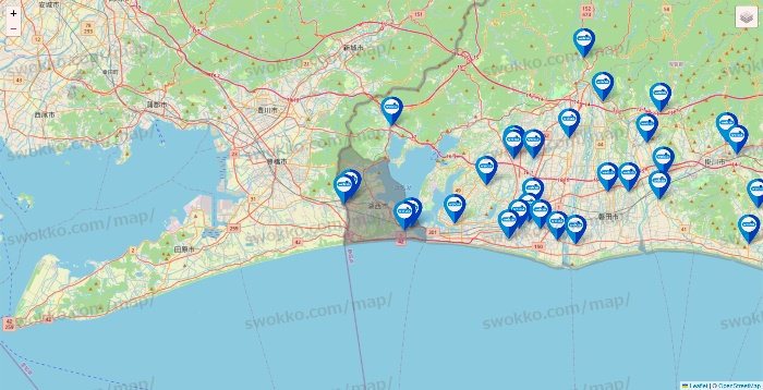 静岡県のウエルシア系の店舗地図
