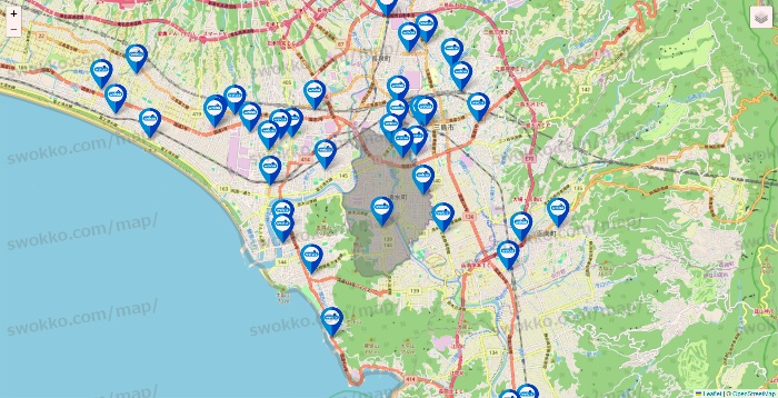 静岡県のウエルシア系の店舗地図
