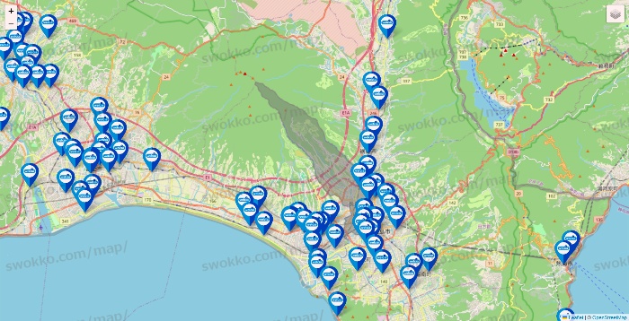 静岡県のウエルシア系の店舗地図