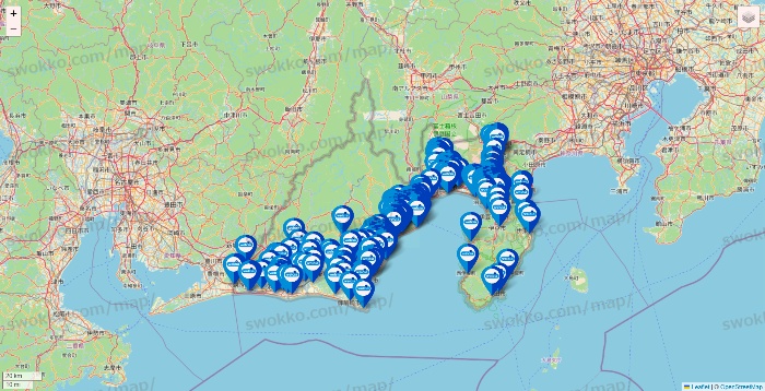 静岡県のウエルシア系の店舗地図