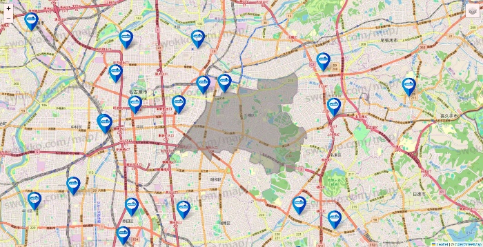 愛知県のウエルシア系の店舗地図