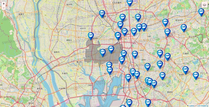 愛知県のウエルシア系の店舗地図
