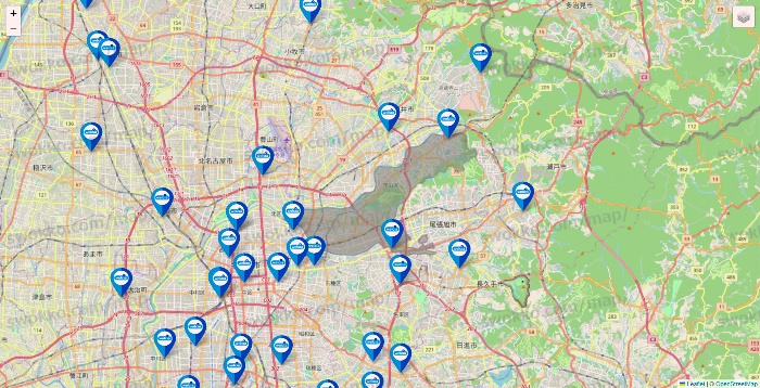 愛知県のウエルシア系の店舗地図