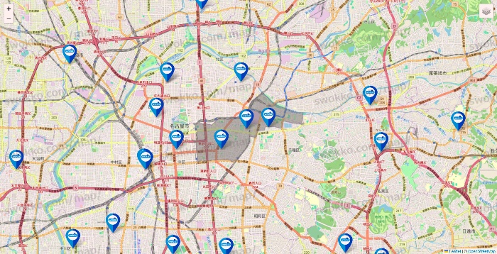 愛知県のウエルシア系の店舗地図