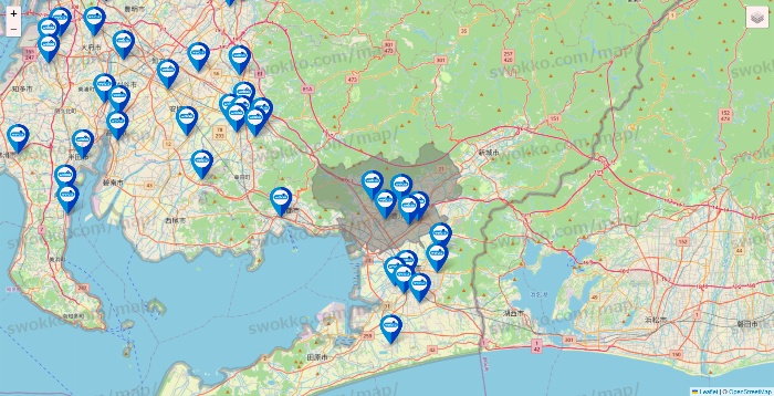 愛知県のウエルシア系の店舗地図