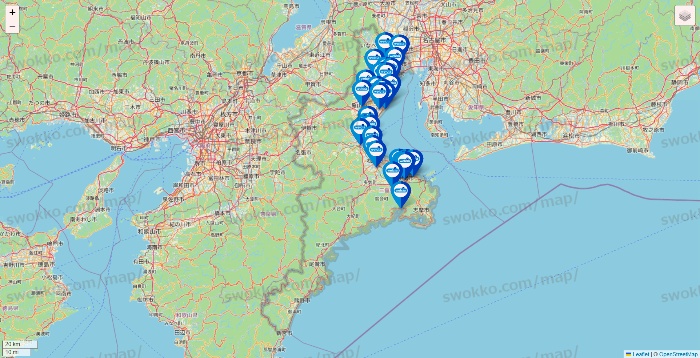 三重県のウエルシア系の店舗地図