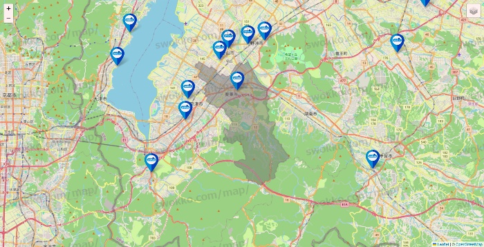 滋賀県のウエルシア系の店舗地図
