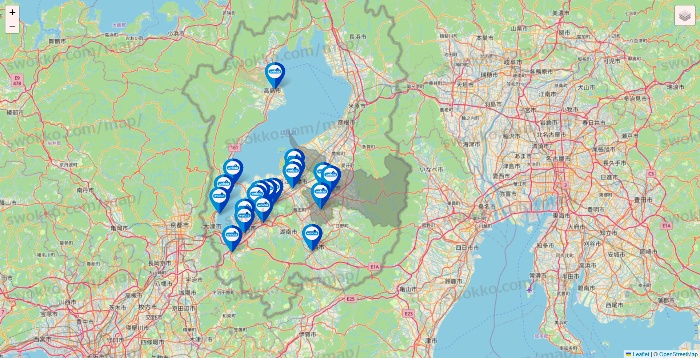 滋賀県のウエルシア系の店舗地図