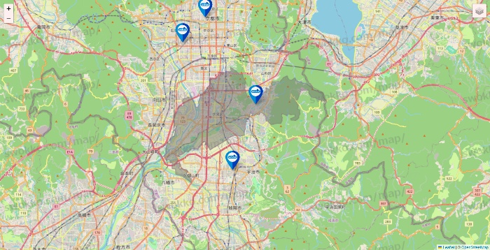 京都府のウエルシア系の店舗地図