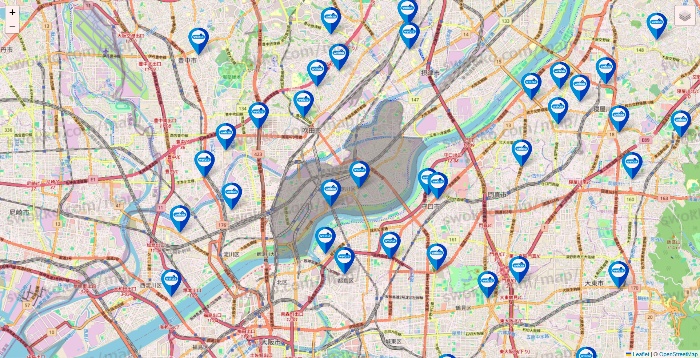 大阪府のウエルシア系の店舗地図