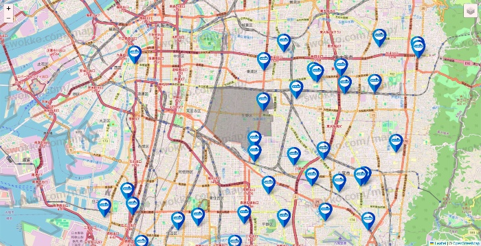 大阪府のウエルシア系の店舗地図