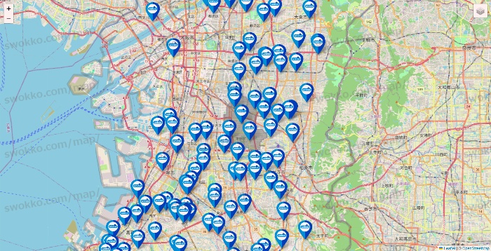 大阪府のウエルシア系の店舗地図