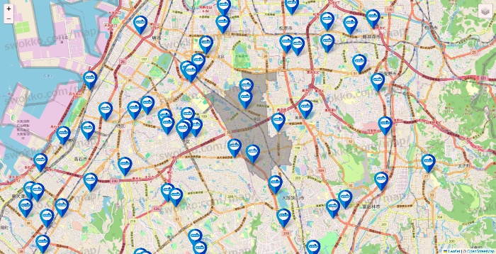 大阪府のウエルシア系の店舗地図