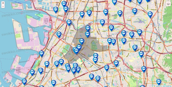 大阪府のウエルシア系の店舗地図
