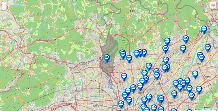 大阪府のウエルシア系の店舗地図