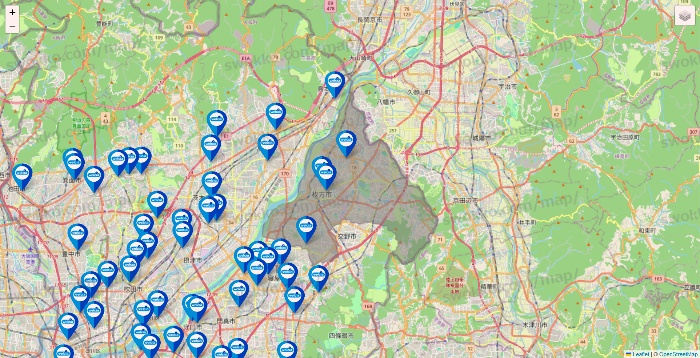 大阪府のウエルシア系の店舗地図
