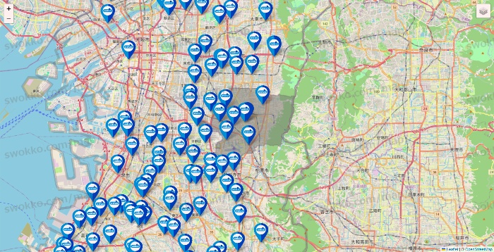 大阪府のウエルシア系の店舗地図