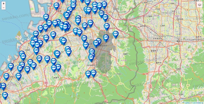 大阪府のウエルシア系の店舗地図