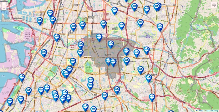 大阪府のウエルシア系の店舗地図