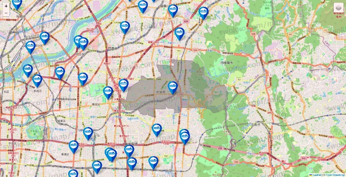 大阪府のウエルシア系の店舗地図