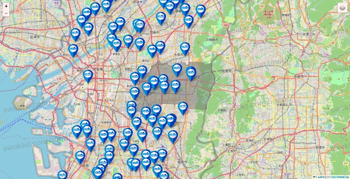 大阪府のウエルシア系の店舗地図