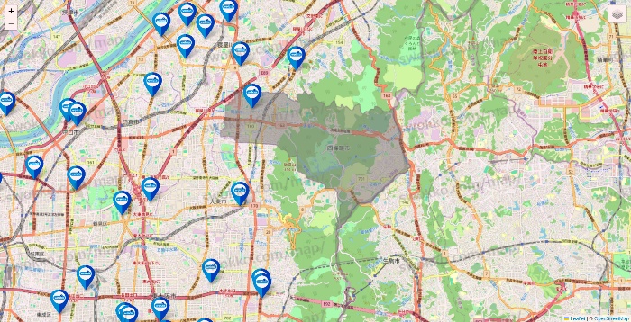 大阪府のウエルシア系の店舗地図