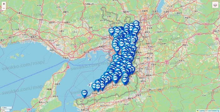 大阪府のウエルシア系の店舗地図