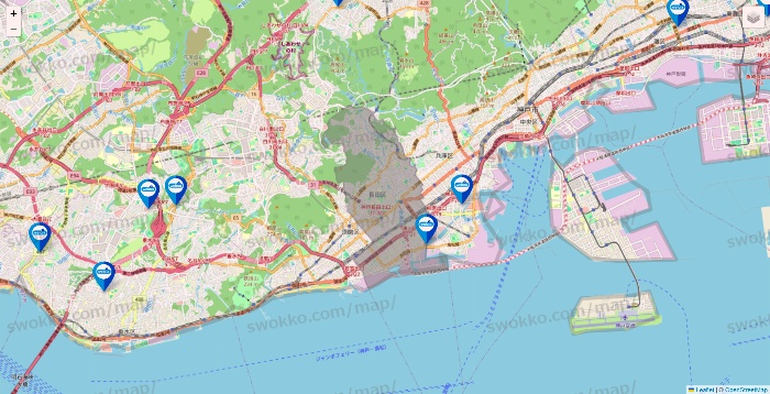 兵庫県のウエルシア系の店舗地図