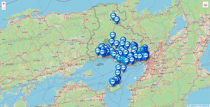 兵庫県のウエルシア系の店舗地図