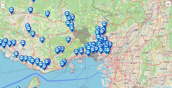 兵庫県のウエルシア系の店舗地図