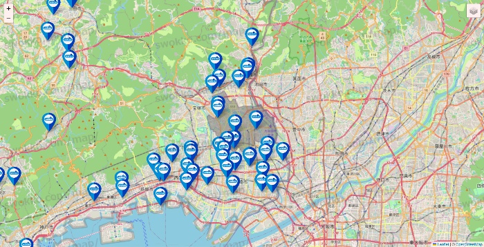 兵庫県のウエルシア系の店舗地図