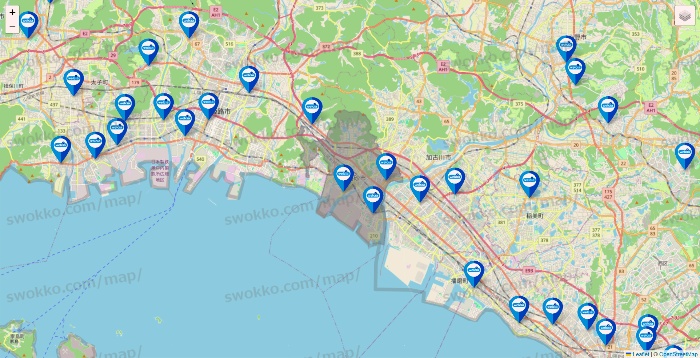 兵庫県のウエルシア系の店舗地図