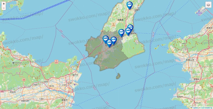 兵庫県のウエルシア系の店舗地図