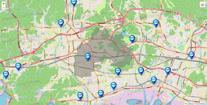 兵庫県のウエルシア系の店舗地図