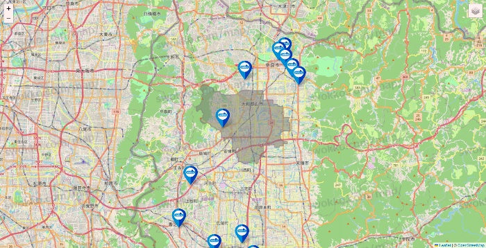 奈良県のウエルシア系の店舗地図