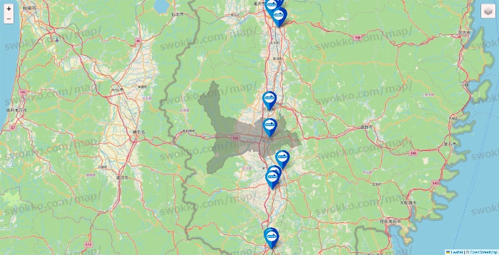 岩手県のウエルシア系の店舗地図